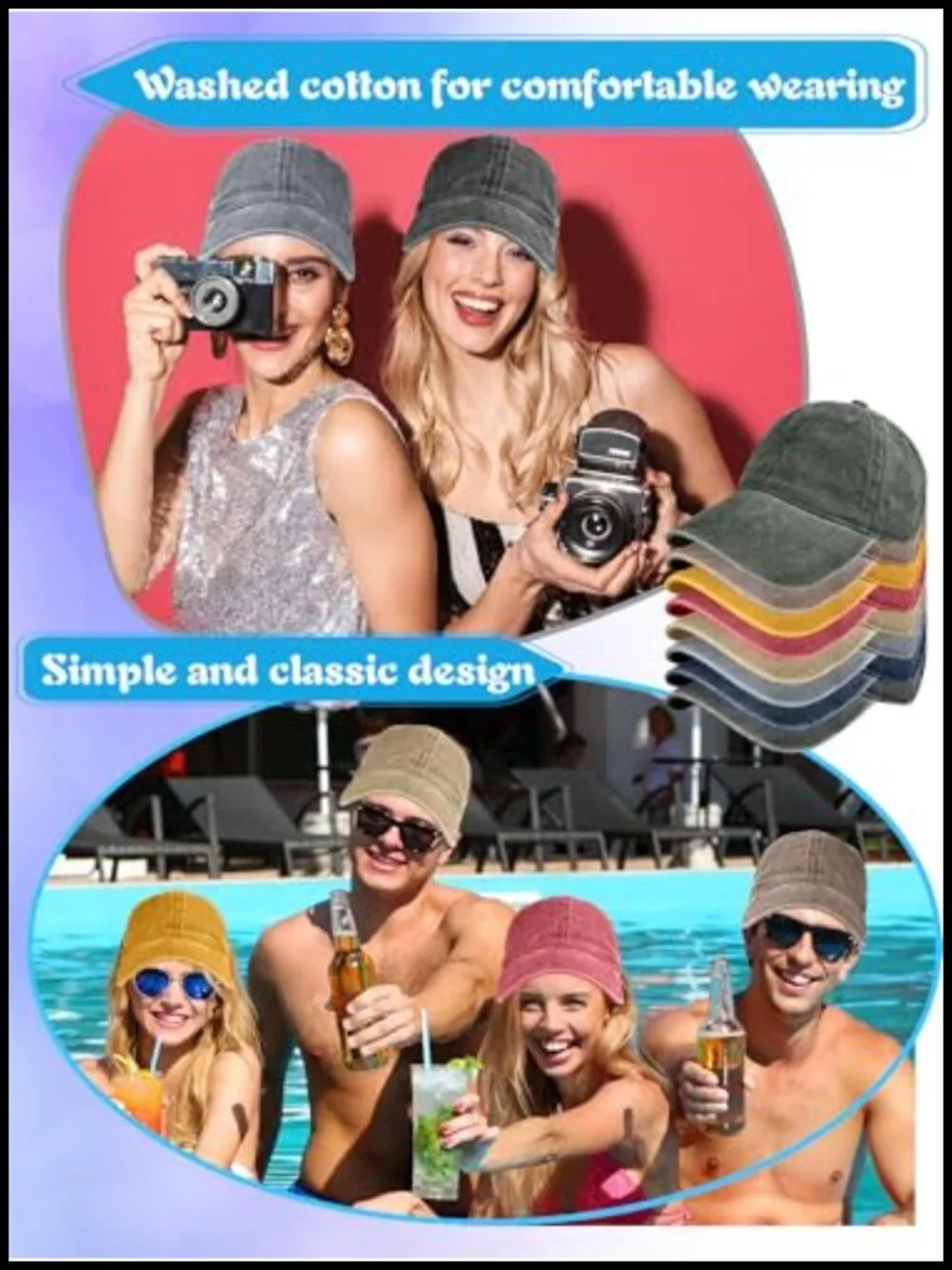 Washed Cotton Distressed Baseball Cap Adjustable Vintage Sport Hat